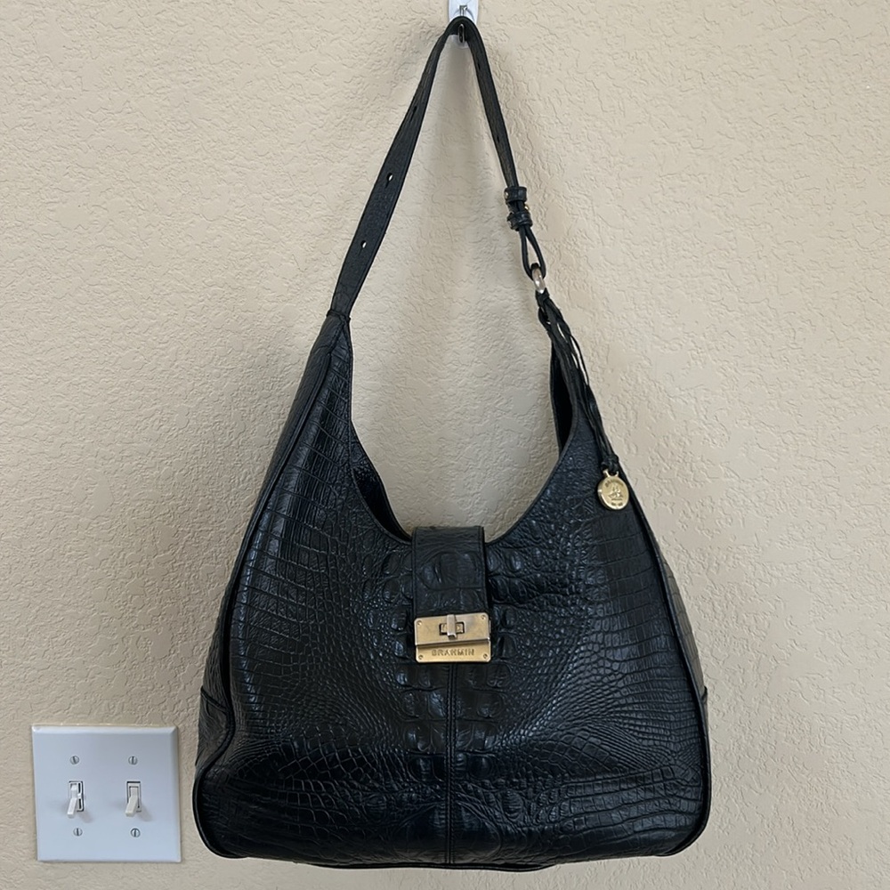 Brahmin Maggie Hobo Purse - Black Croc